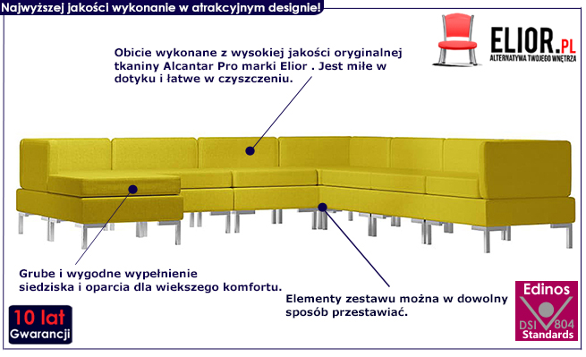 Żółty 8-częściowy zestaw wypoczynkowy Gova 8D