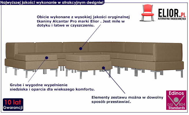 Brązowy 9-częściowy zestaw wypoczynkowy Marsala 9D