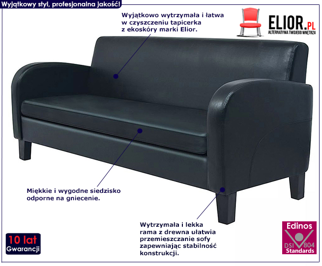 Trzyosobowa sofa Mayor 3X, kolor czarny
