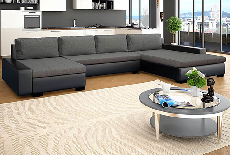 Czarno-ciemnoszara sofa modułowa Santino