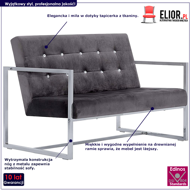 Produkt Zgrabna 2-osobowa sofa Aparro - szara