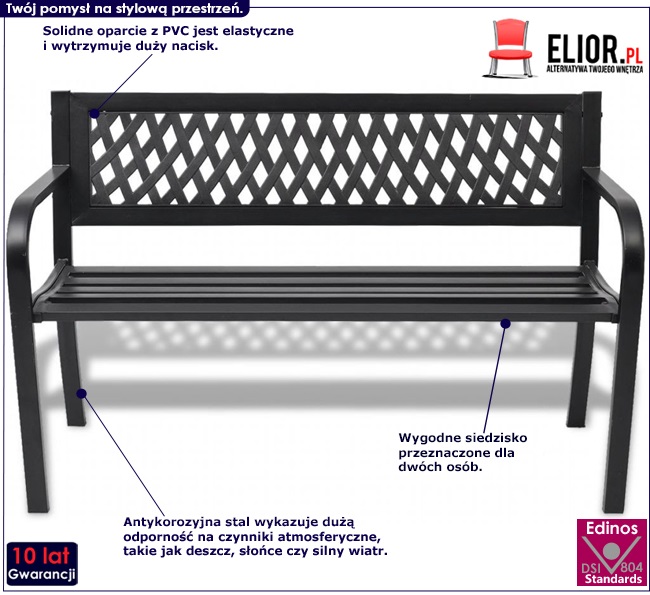 Produkt Metalowa ławka ogrodowa Cald - czarna