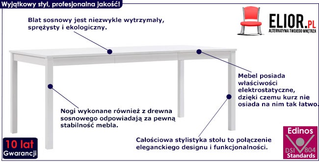 Minimalistyczny biały stół – Elmor 3X