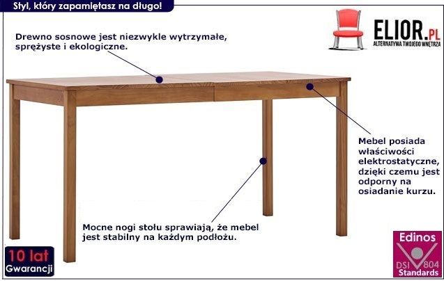 Miodowo-brązowy stół sosnowy Elmor 2X