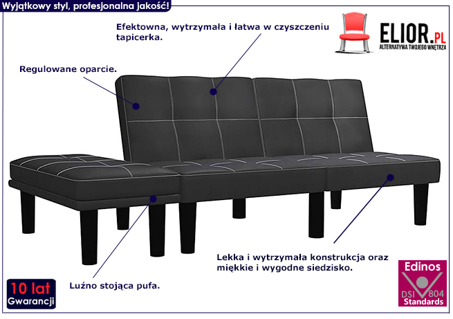 Rozkładana sofa Vortex, kolor brązowy