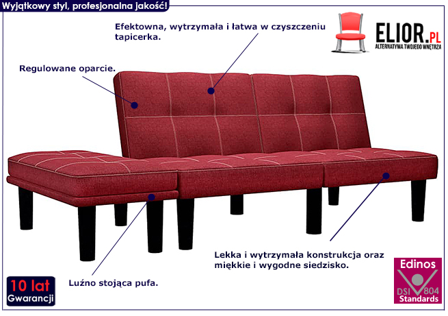Rozkładana sofa Vortex, kolor brązowy