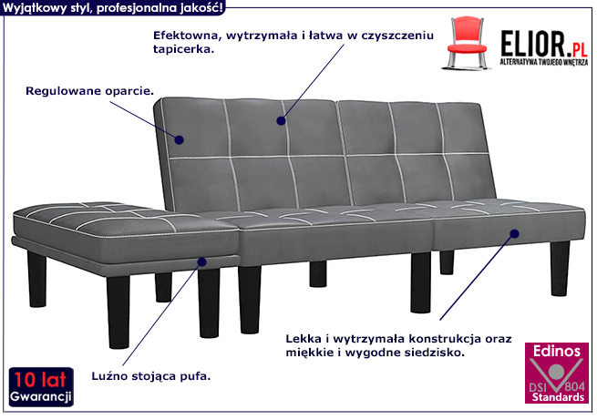 Rozkładana sofa Mirja, kolor brązowy