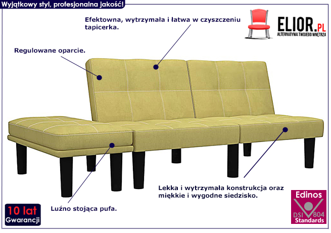 Rozkładana sofa Vortex, kolor brązowy
