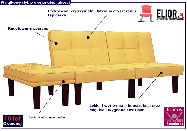 Rozkładana sofa Mirja, kolor brązowy