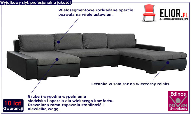 Wieloosobowa modułowa sofa Modena ciemnoszara