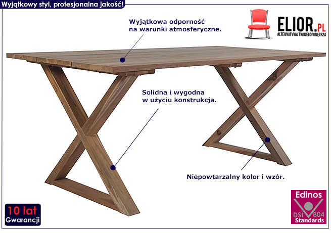Ekologiczny stół ogrodowy Tirena z drewna tekowego