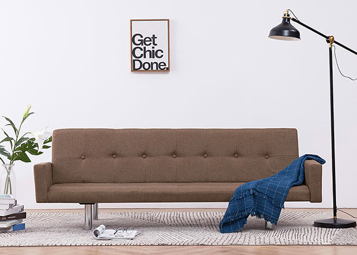 Produkt Rozkładana sofa Nesma  z podłokietnikami - brązowa - zdjęcie numer 2