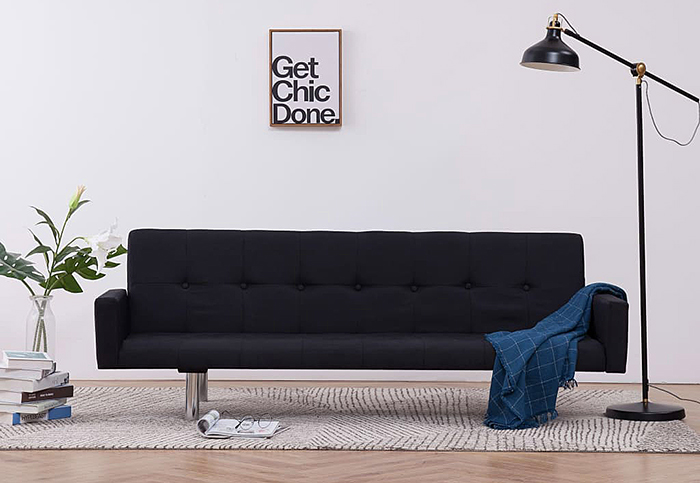 Produkt Rozkładana sofa Nesma z podłokietnikami - czarna - zdjęcie numer 2