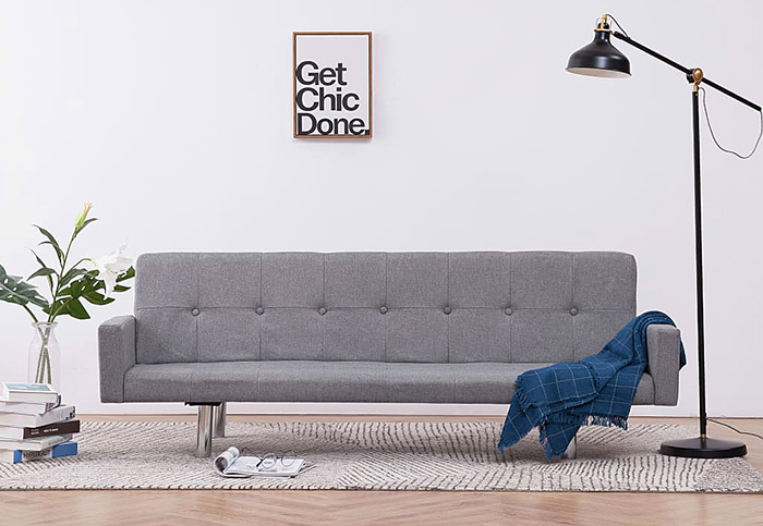 Produkt Rozkładana sofa Nesma  z podłokietnikami - jasnoszara - zdjęcie numer 2