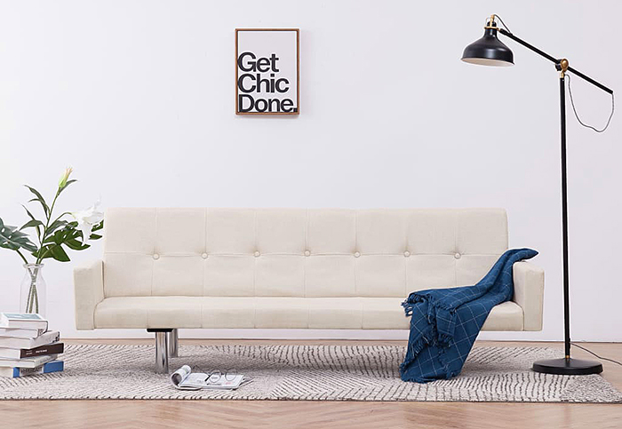 Produkt Rozkładana sofa Nesma  z podłokietnikami - kremowa - zdjęcie numer 2