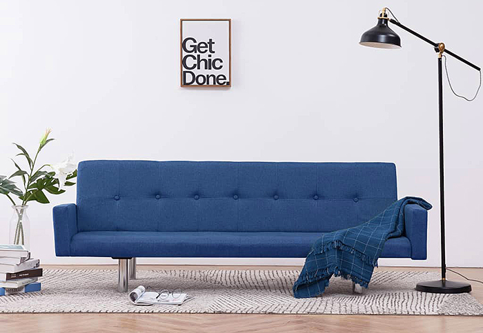 Produkt Rozkładana sofa Nesma  z podłokietnikami - niebieska - zdjęcie numer 2