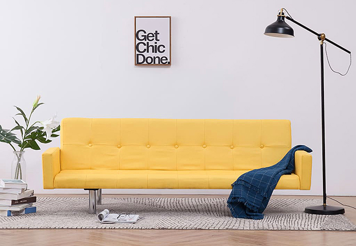 Produkt Rozkładana sofa Nesma z podłokietnikami - żółta - zdjęcie numer 2