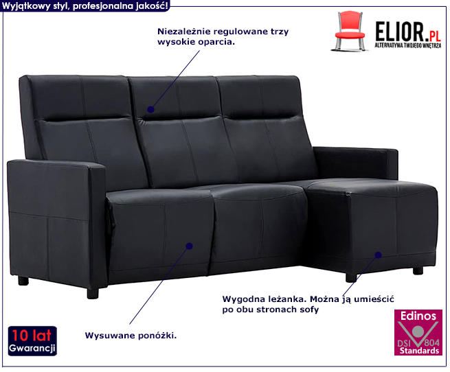 Czarna rozkładana sofa Blodyn