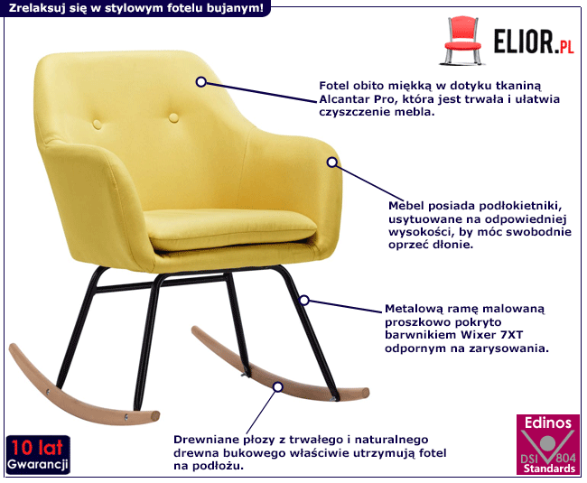 Produkt Musztardowy nowoczesny fotel bujany – Wacio