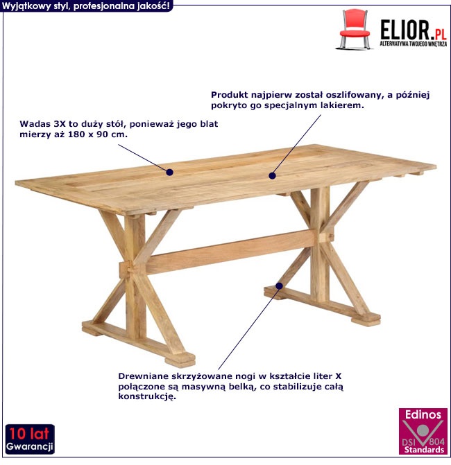 Produkt Stół z drewna Wadas 3X – jasnobrązowy 