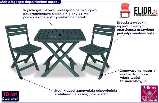 Nowoczesny, zielony zestaw ogrodowy – Carry