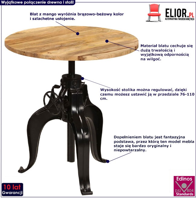 Produkt Okrągły stolik barowy 75x110 – Eldness 3X