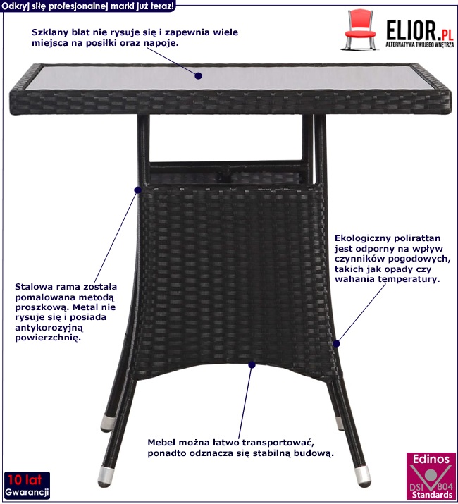Polirattanowy stół ogrodowy Solace