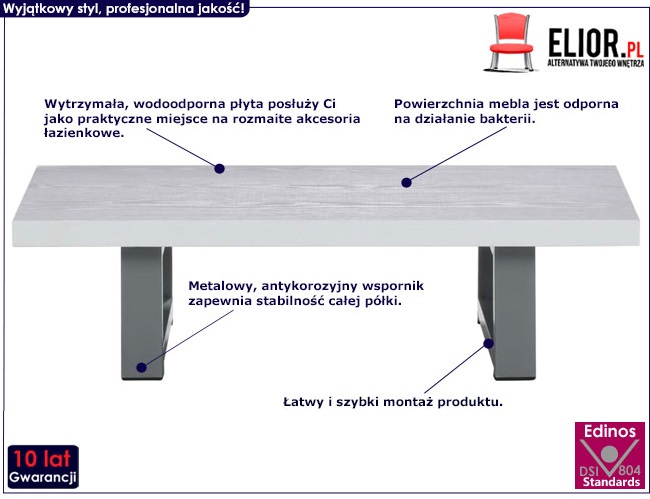 Produkt Półka ścienna pod umywalkę Almand 2X - biała