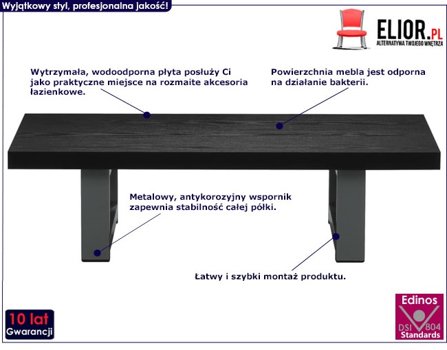 Produkt Półka ścienna pod umywalkę Almand 2X - czarna