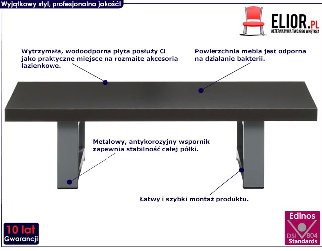 Produkt Półka ścienna pod umywalkę Almand 2X - szara