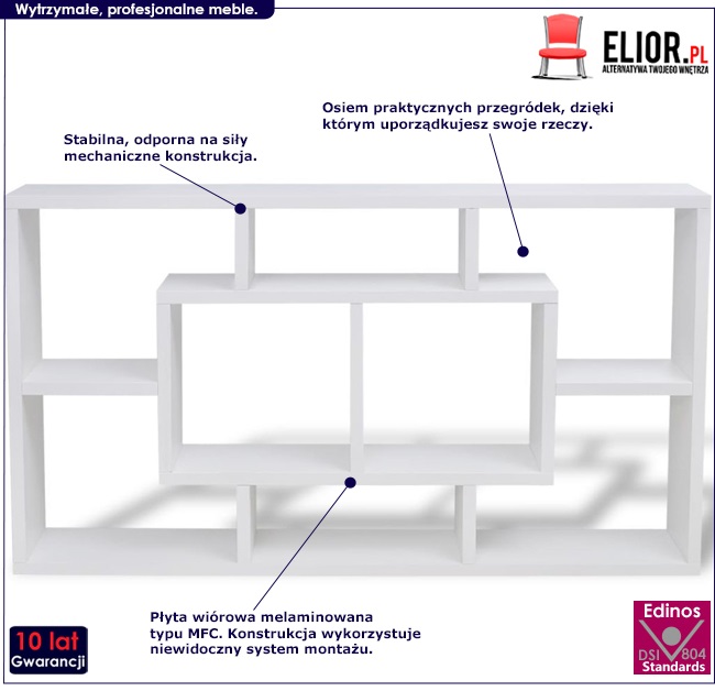 Produkt Półka wisząca lub stojąca z przegródkami Trent - biała