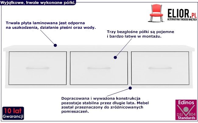 półka ścienna z szufladami toss biała