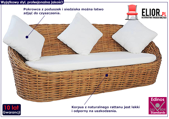 Sofa z naturalnego rattanu Prima