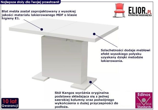  Rozkładany stół z płyty MDF Kangos