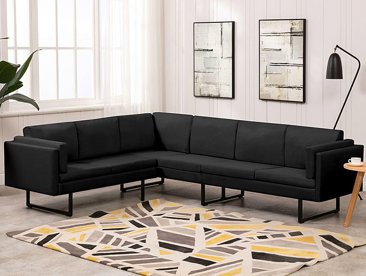 Czarna sofa narożna z tkaniny Lordis 2X 