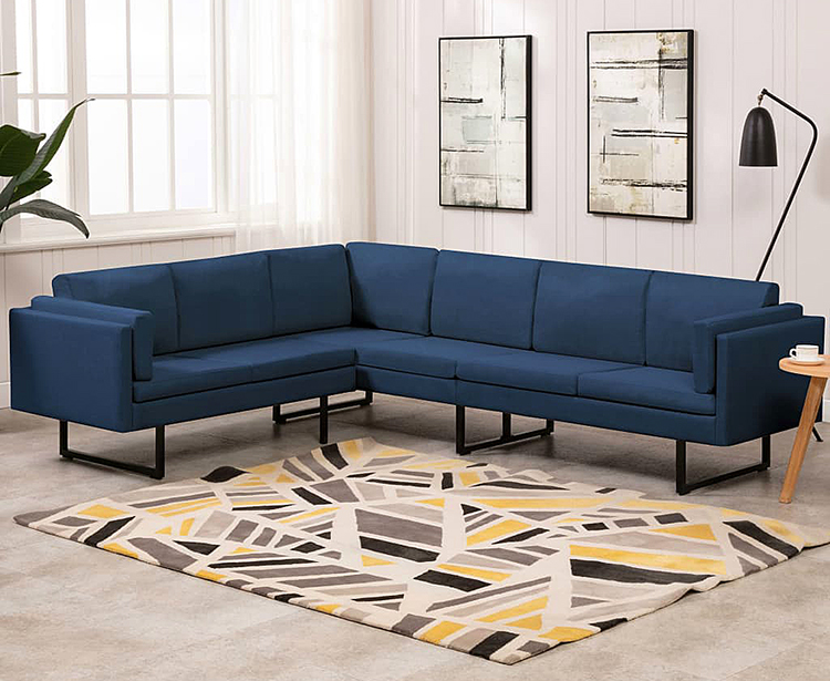 Niebieska sofa narożna z tkaniny Sirena 2X 