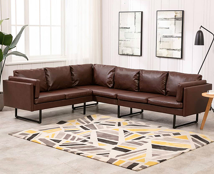 Brązowa sofa narożna z ekoskóry Lordis 2X