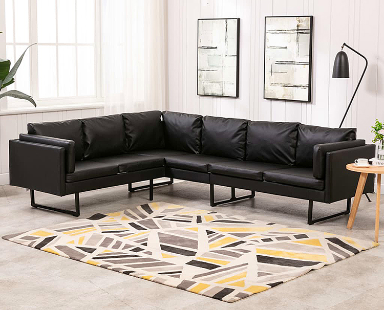 Czarna sofa narożna z ekoskóry Lordis 2X