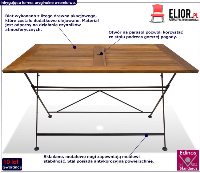 składany stół ogrodowy lantes