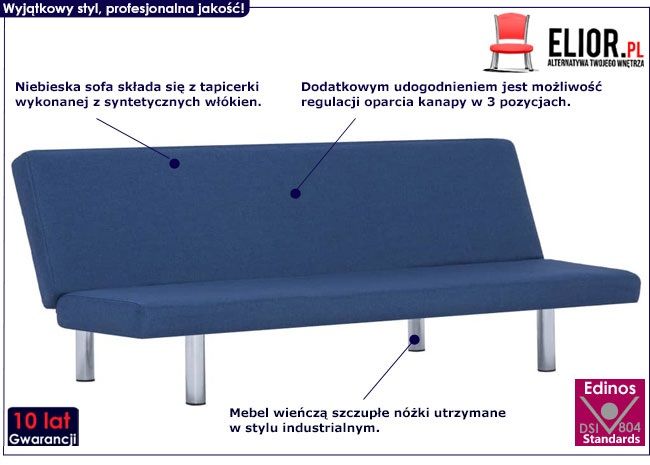 Produkt Sofa minimalistyczna Melwin 2X – niebieska