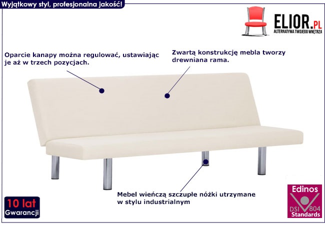 Produkt Sofa minimalistyczna Melwin 2X – kremowa