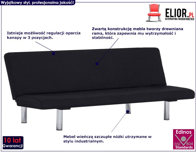Produkt Sofa rozkładana Melwin 2X – czarna