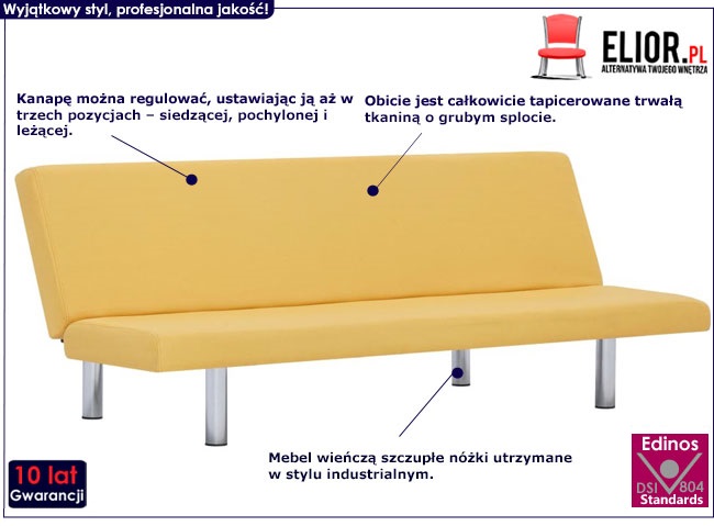 Produkt Sofa tapicerowana Melwin 2X – żółta