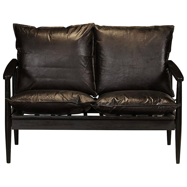 Elegancka czarna skórzana sofa Stera