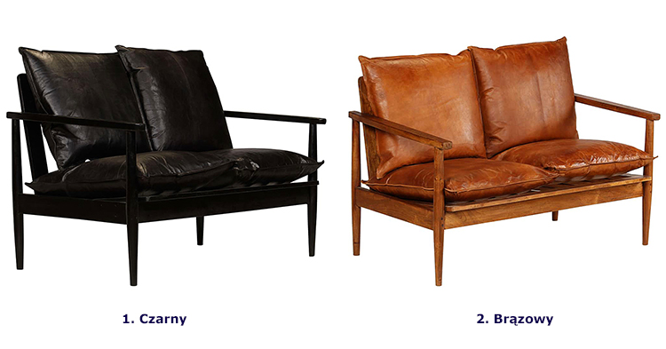 Produkt Elegancka skórzana sofa Canes - brązowa