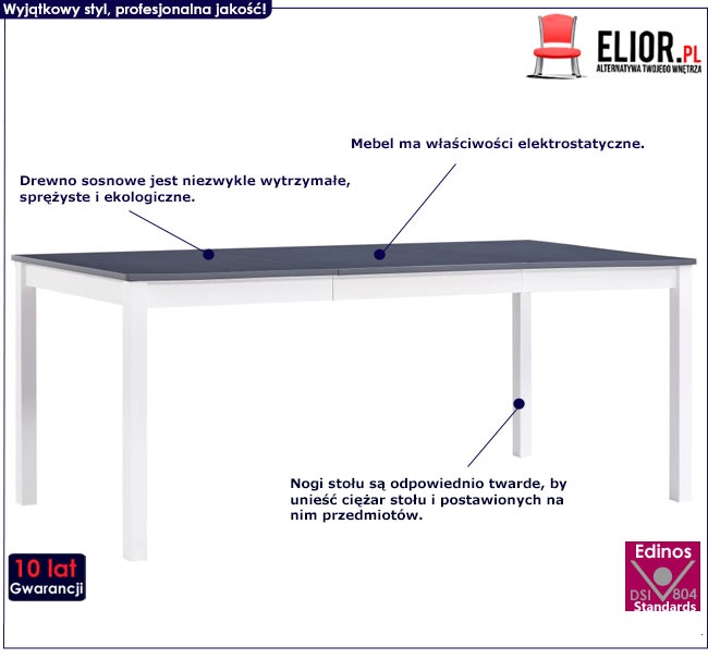 Produkt Stół minimalistyczny z sosny Elmor 3X – biało-szary