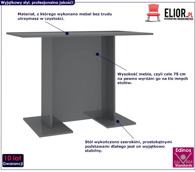 Produkt Szary nowoczesny stół z połyskiem - Rivers 