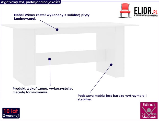 Produkt Biały nowoczesny stół z połyskiem - Wixus 