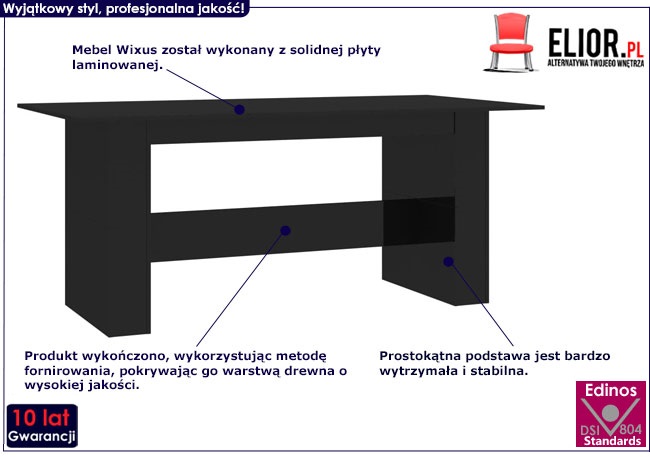 Produkt Czarny nowoczesny stół z połyskiem - Wixus