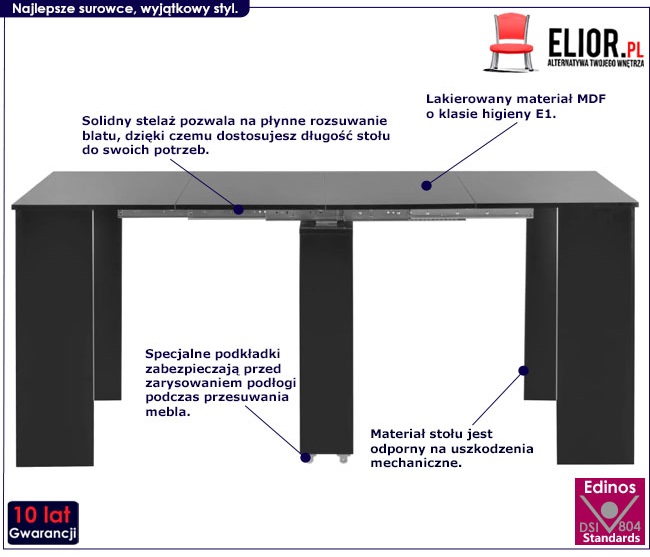 Produkt Stół rozkładany Bares – czarny